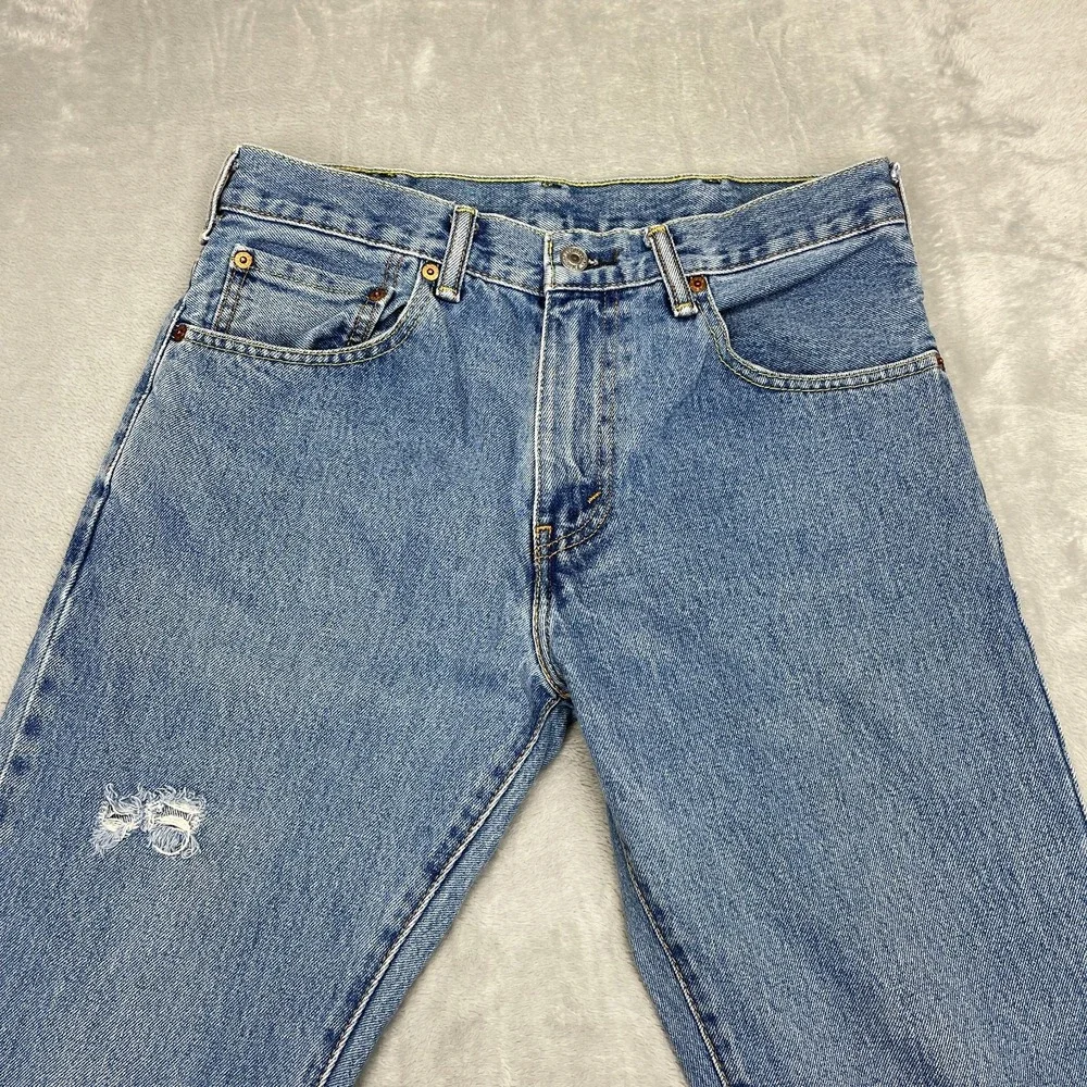 Levi's Jeans Mens 31x32 Blue Denim 517 Medium Wash Distressed Bootcut Leg Grunge